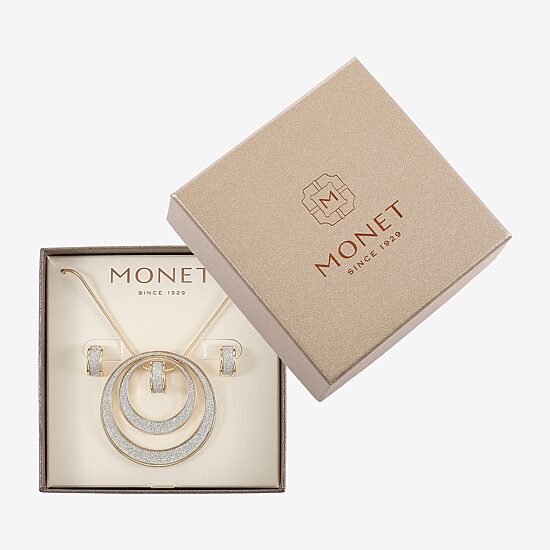 Monet Jewelry Two Tone Pendant Necklace And Huggie Earring Womens 2-pc. Jewelry Set