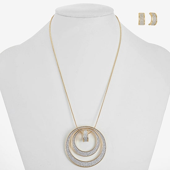 Monet Jewelry Two Tone Pendant Necklace And Huggie Earring Womens 2-pc. Jewelry Set
