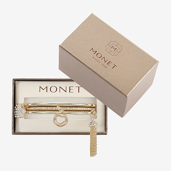 Monet Jewelry Charm Tassel Womens 3-pc. Glass Bracelet Set