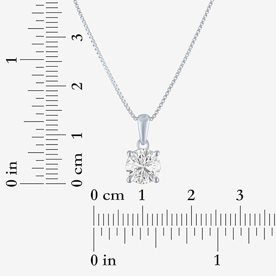 Si2-I1/G-H Womens 1 CT. T.W. Lab Grown White Diamond Sterling Silver or 14K Gold Over Silver Round 18 Inch Pendant Necklace