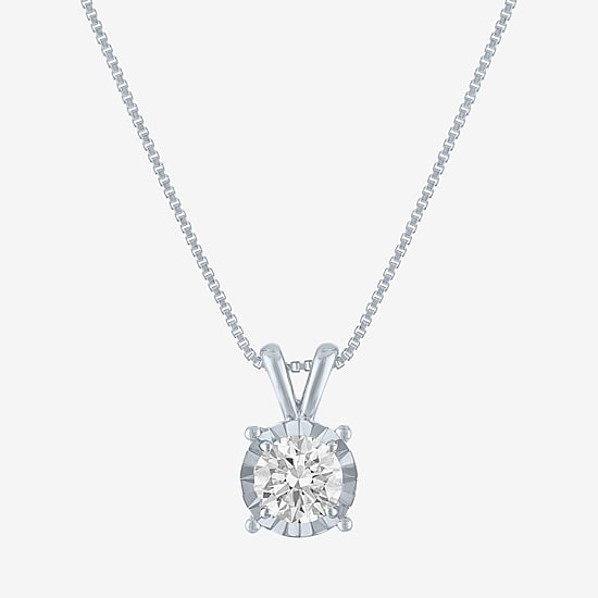 Si2-I1/G-H Womens 1/2 CT. T.W. Lab Grown White Diamond Sterling Silver 18 Inch Pendant Necklace