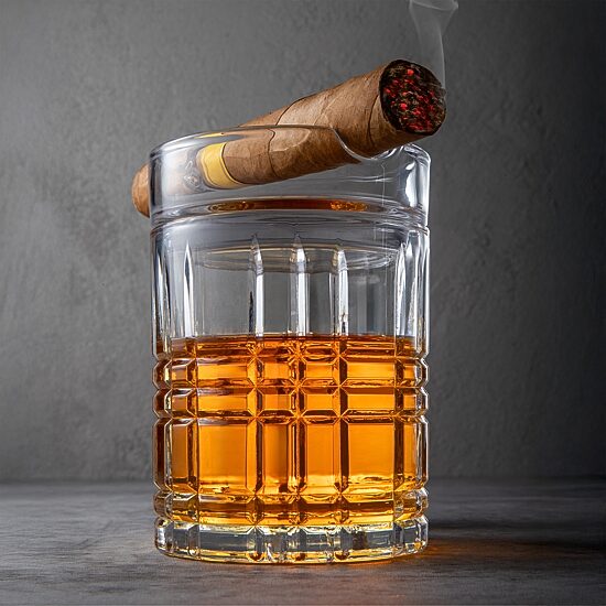 Whiskey and Rye Double Old Fashioned Cigar Glass Set