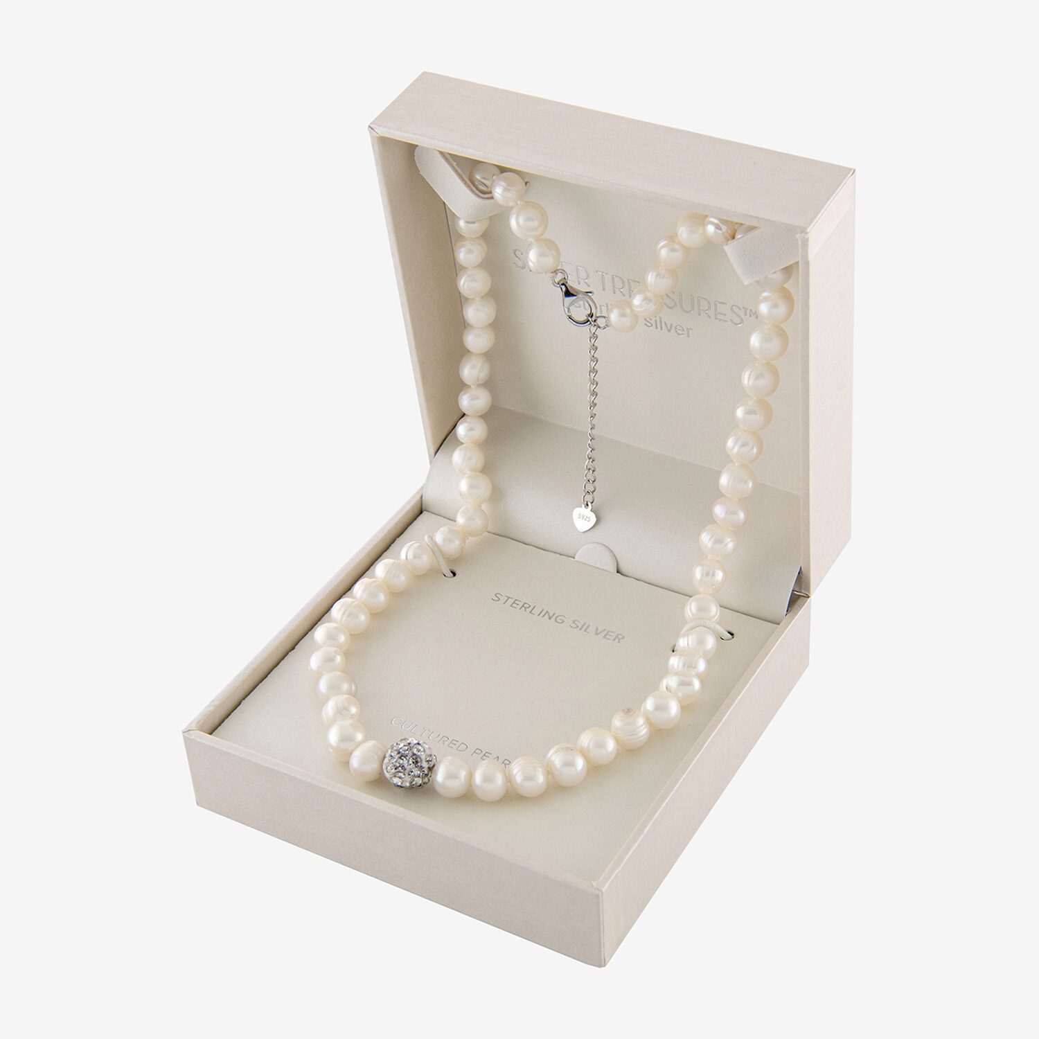 Silver Treasures Womens White Sterling Silver 16 Inch Strand Necklace