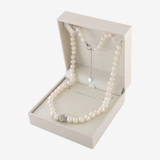 Silver Treasures Womens White Sterling Silver 16 Inch Strand Necklace