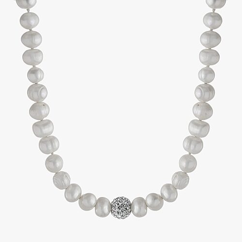 Silver Treasures Womens White Sterling Silver 16 Inch Strand Necklace, One Size
