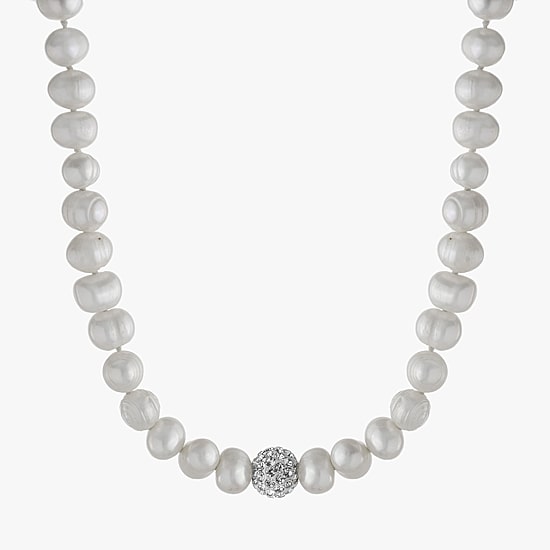 Silver Treasures Womens White Sterling Silver 16 Inch Strand Necklace