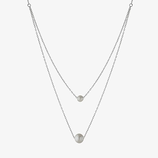 Silver Treasures Womens White Sterling Silver 16 Inch Strand Necklace