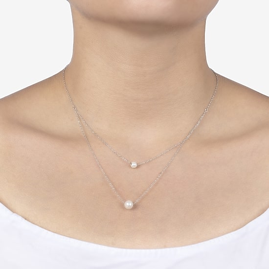 Silver Treasures Womens White Sterling Silver 16 Inch Strand Necklace