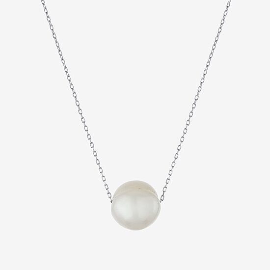 Silver Treasures Womens White Cultured Freshwater Pearl Sterling Silver 18 Inch Pendant Necklace