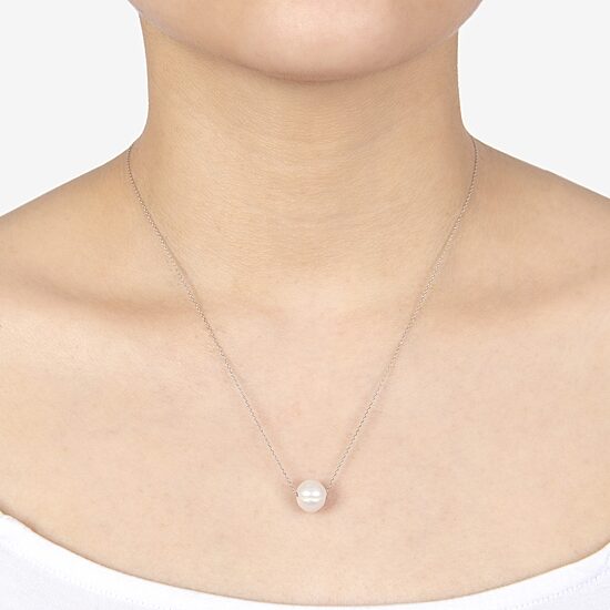 Silver Treasures Womens White Cultured Freshwater Pearl Sterling Silver 18 Inch Pendant Necklace