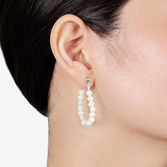 Silver Treasures Cultured Freshwater Pearl Womens White Sterling Silver Drop Earrings