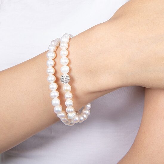 Silver Treasures Cultured Freshwater Pearl Womens 2-pc. White Sterling Silver Bracelet Set