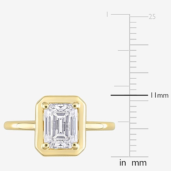Womens Lab Created White Moissanite 10K Gold Solitaire Engagement Ring