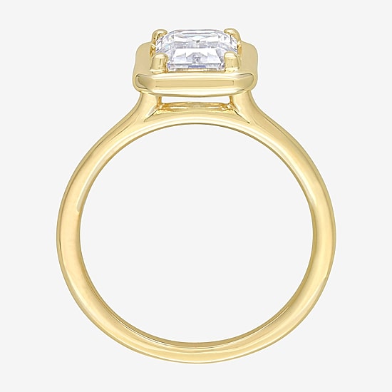 Womens Lab Created White Moissanite 10K Gold Solitaire Engagement Ring