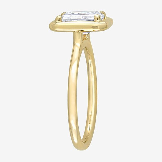 Womens Lab Created White Moissanite 10K Gold Solitaire Engagement Ring
