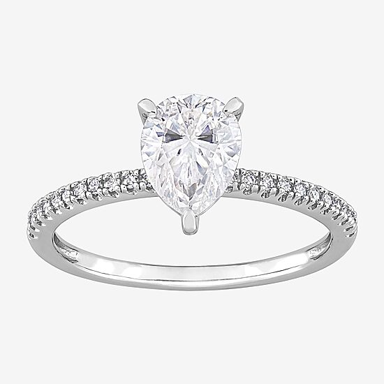Womens 1/10 CT. T.W. Lab Created White Moissanite 14K Gold Solitaire Engagement Ring
