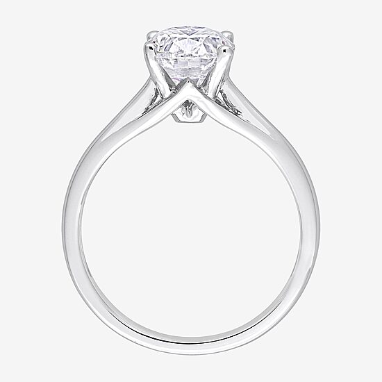 Womens Lab Created White Moissanite 14K Gold Solitaire Engagement Ring