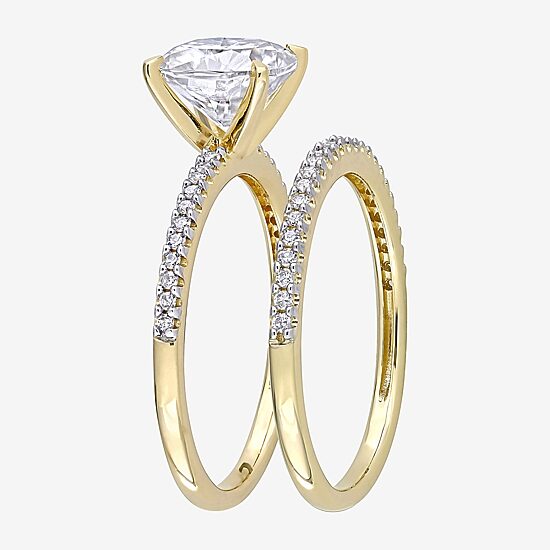 Womens 1/10 CT. T.W. Lab Created White Moissanite 14K Gold Bridal Set