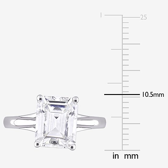 Womens Lab Created White Moissanite 10K Gold Solitaire Engagement Ring
