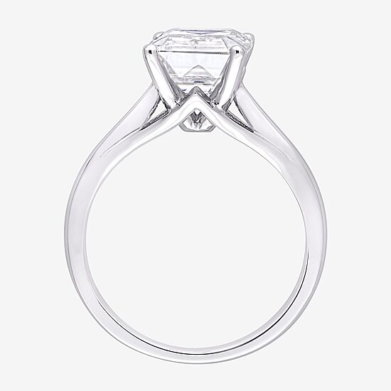 Womens Lab Created White Moissanite 10K Gold Solitaire Engagement Ring
