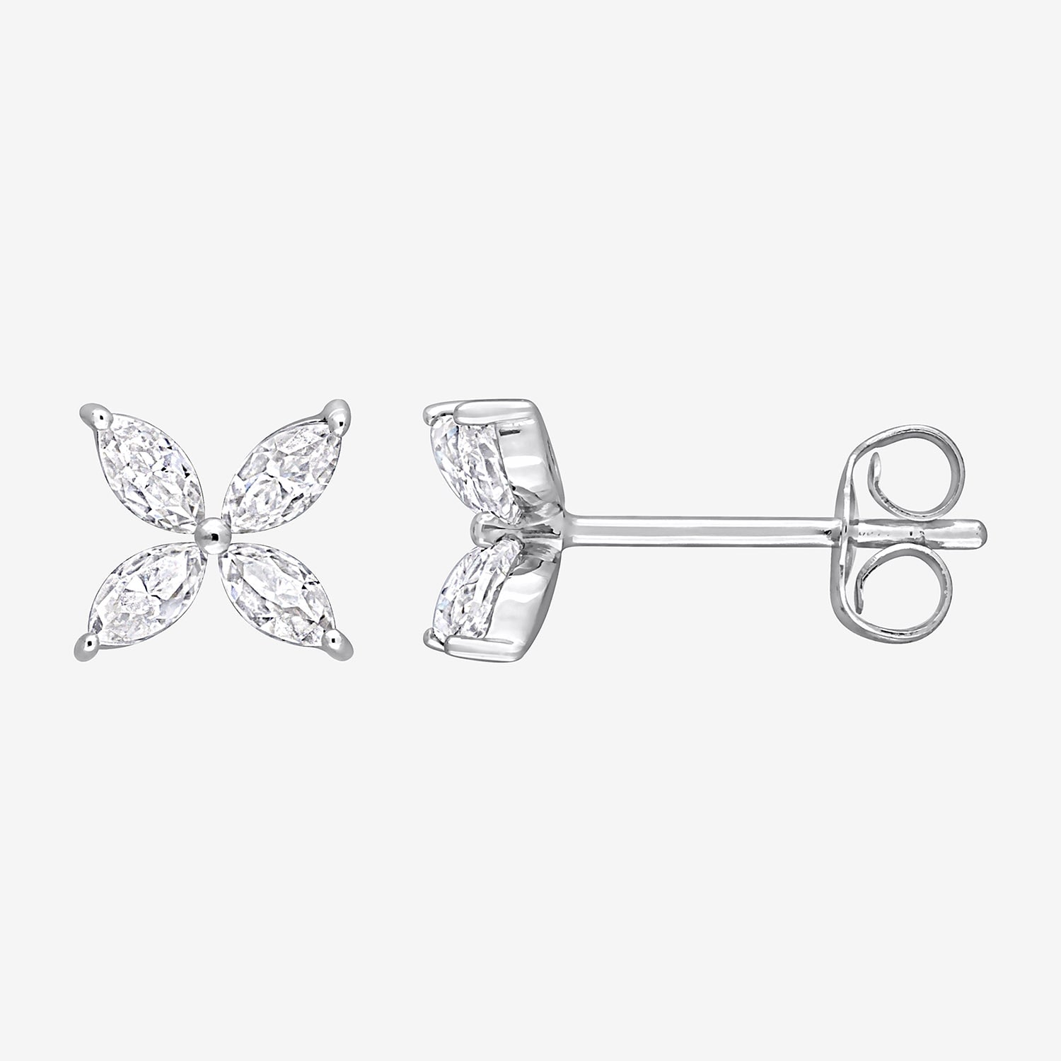 Lab Created White Moissanite 10K Gold 6.8mm Flower Stud Earrings