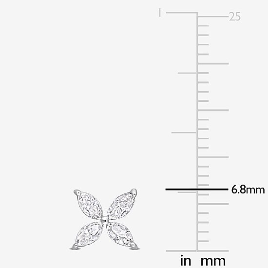 Lab Created White Moissanite 10K Gold 6.8mm Flower Stud Earrings