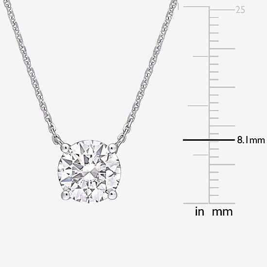 Womens Lab Created White Moissanite 14K Gold Round 18 Inch Pendant Necklace