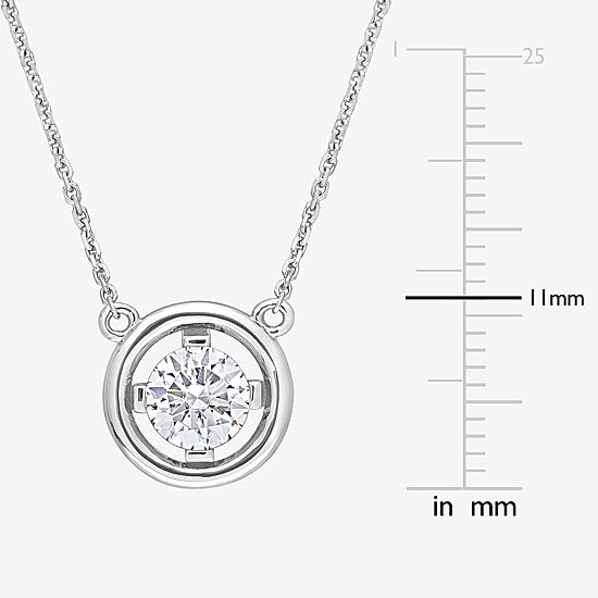 Womens Lab Created White Moissanite 14K Gold Round 17 Inch Pendant Necklace