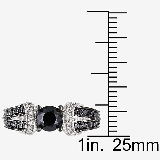 Midnight Black Womens 1 CT. T.W. Natural Black Diamond Sterling Silver Cocktail Ring