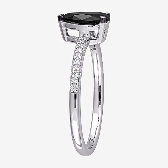 Midnight Black Womens 1 1/10 CT. T.W.  Natural Black Diamond 14K Gold Pear Engagement Ring