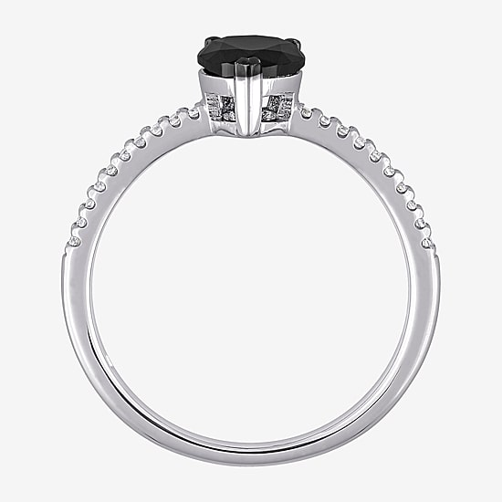Midnight Black Womens 1 1/10 CT. T.W.  Natural Black Diamond 14K Gold Pear Engagement Ring