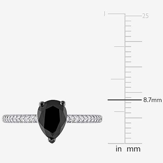 Midnight Black Womens 1 1/10 CT. T.W.  Natural Black Diamond 14K Gold Pear Engagement Ring