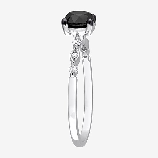 Womens 1 1/10 CT. T.W.  Natural Black Diamond 10K Gold Round Engagement Ring
