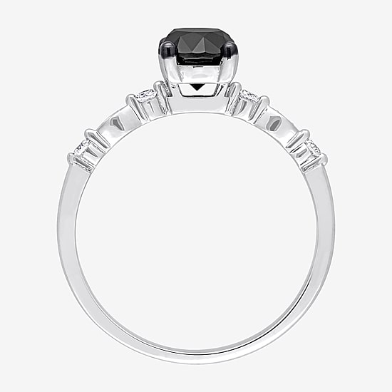 Womens 1 1/10 CT. T.W.  Natural Black Diamond 10K Gold Round Engagement Ring