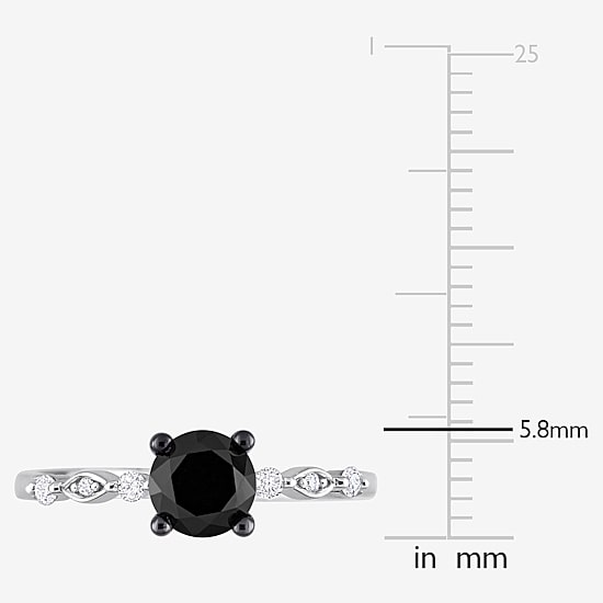 Womens 1 1/10 CT. T.W.  Natural Black Diamond 10K Gold Round Engagement Ring