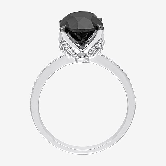 Womens 3 CT. T.W. Natural Black Diamond 14K Gold Round Engagement Ring