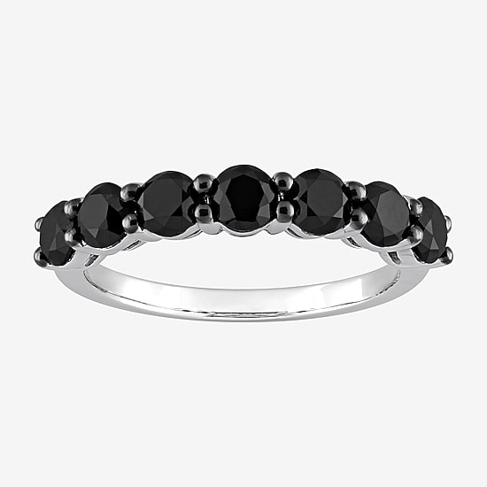 Midnight Black 7-Stone Womens 1 3/4 CT. T.W. Natural Black Diamond 10K Gold Anniversary Wedding Band