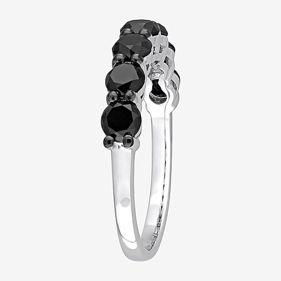 Midnight Black 7-Stone Womens 1 3/4 CT. T.W. Natural Black Diamond 10K Gold Anniversary Wedding Band