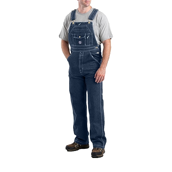 Berne Vintage Washed Denim Bib Mens Big and Tall Workwear Overall