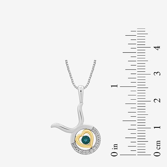 Womens Gemstone Zodiac Pendant Necklace in Sterling Silver and 10K Gold