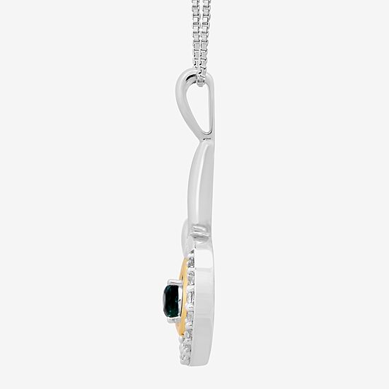 Womens Gemstone Zodiac Pendant Necklace in Sterling Silver and 10K Gold