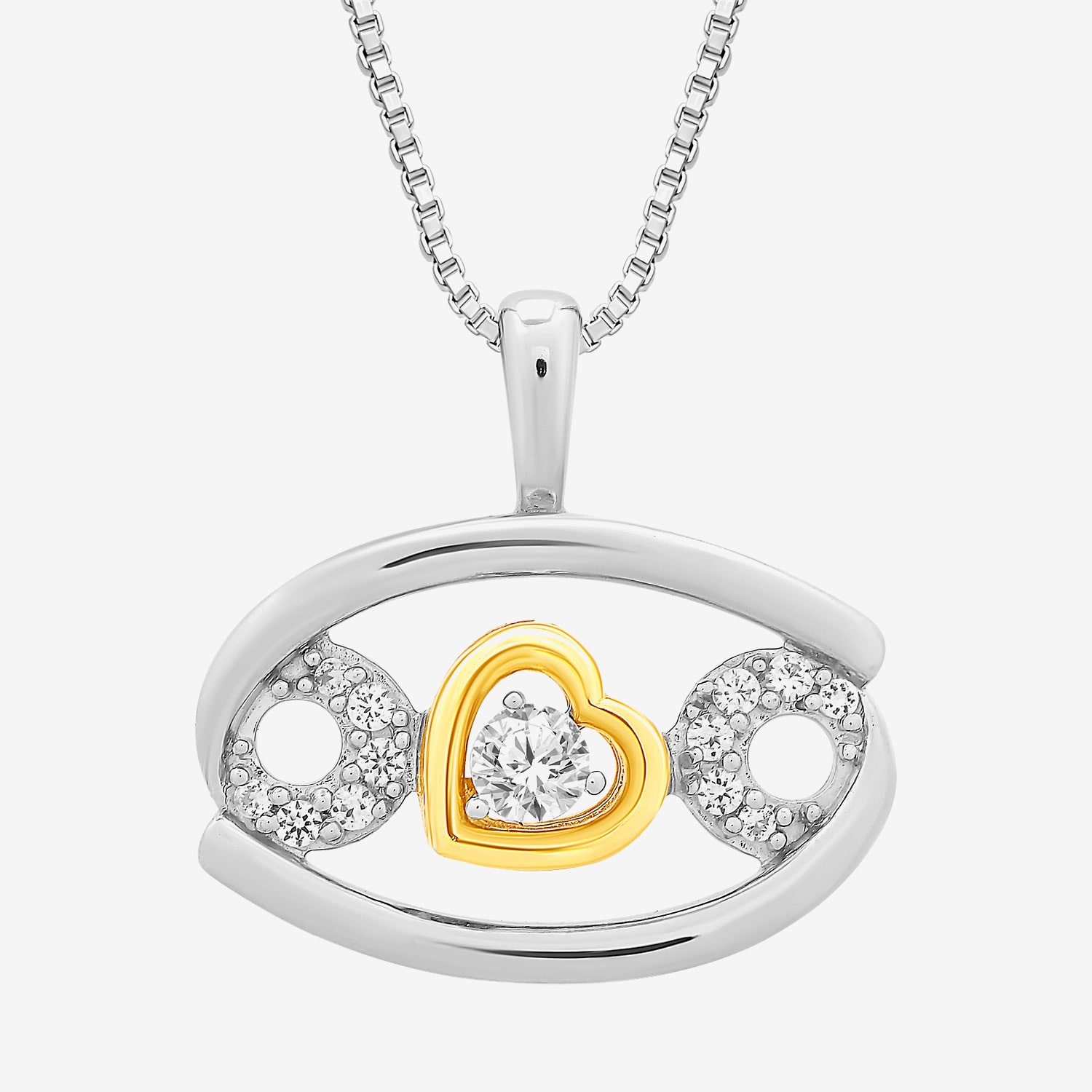 Womens Gemstone Zodiac Pendant Necklace Sterling Silver and 10K Gold