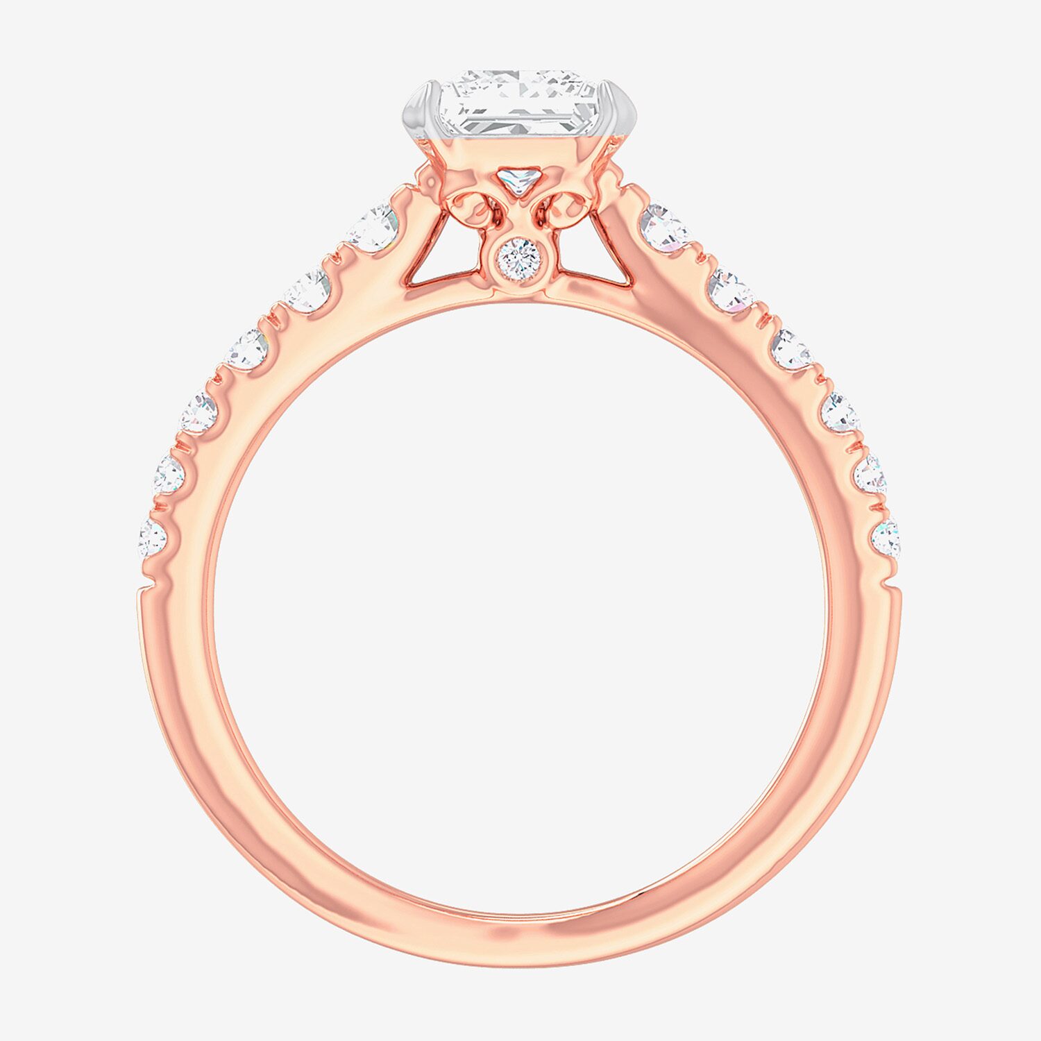 G-H / Si1-Si2) Womens 1 / CT. T.W. Lab Grown White Diamond 14K Gold Side Stone Engagement Ring
