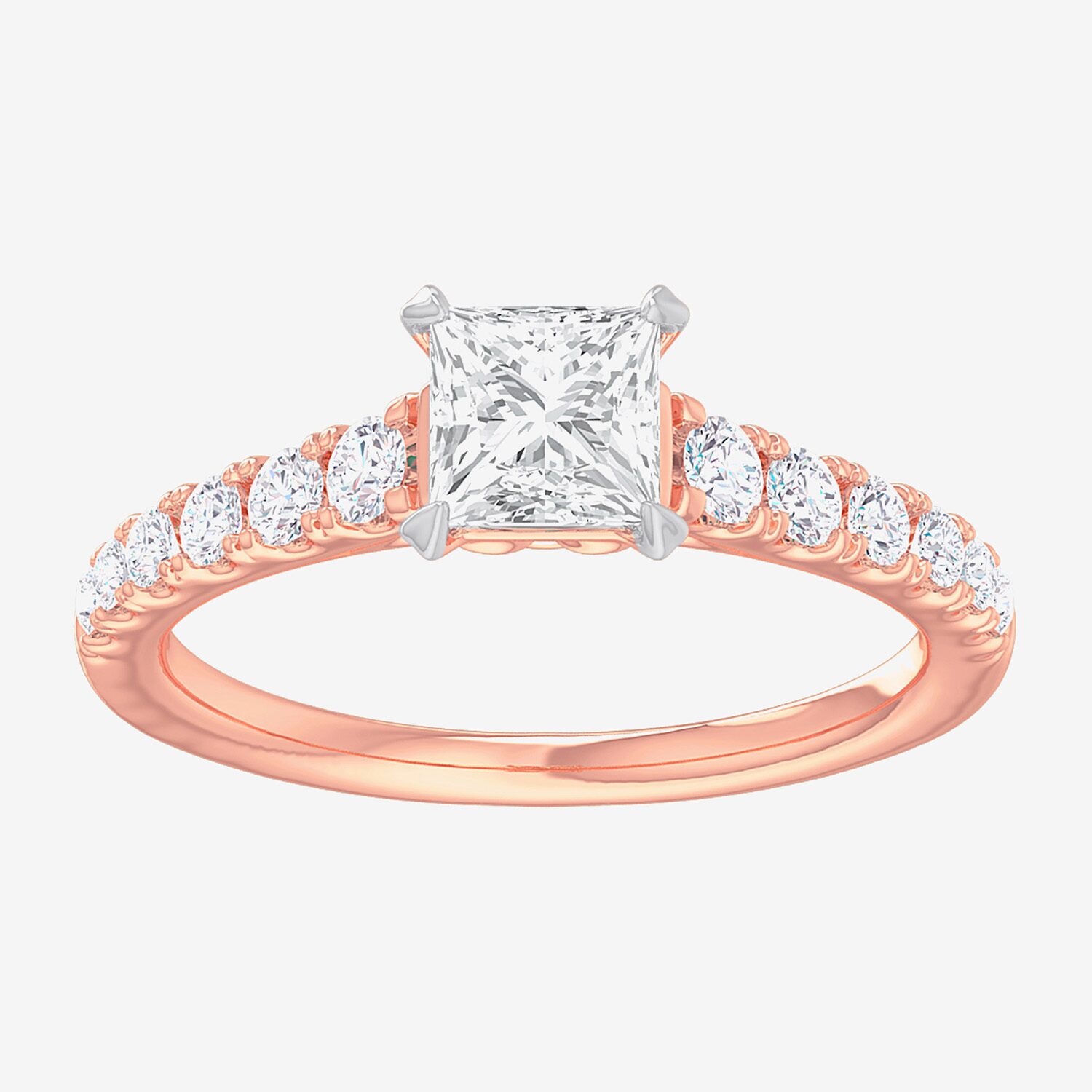 (G-H / Si1-Si2) Womens 1 3/8 CT. T.W. Lab Grown White Diamond 14K Gold Side Stone Engagement Ring