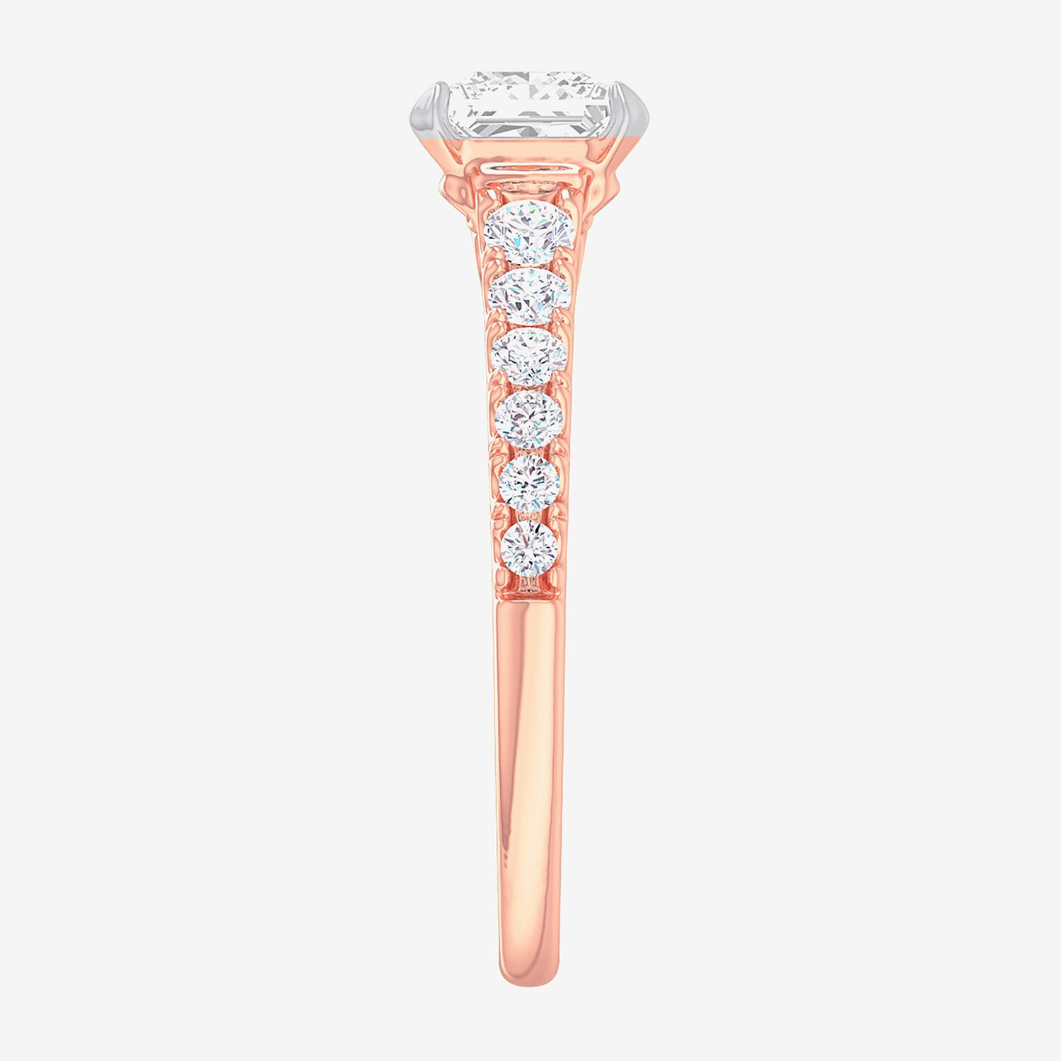 G-H / Si1-Si2) Womens 1 / CT. T.W. Lab Grown White Diamond 14K Gold Side Stone Engagement Ring