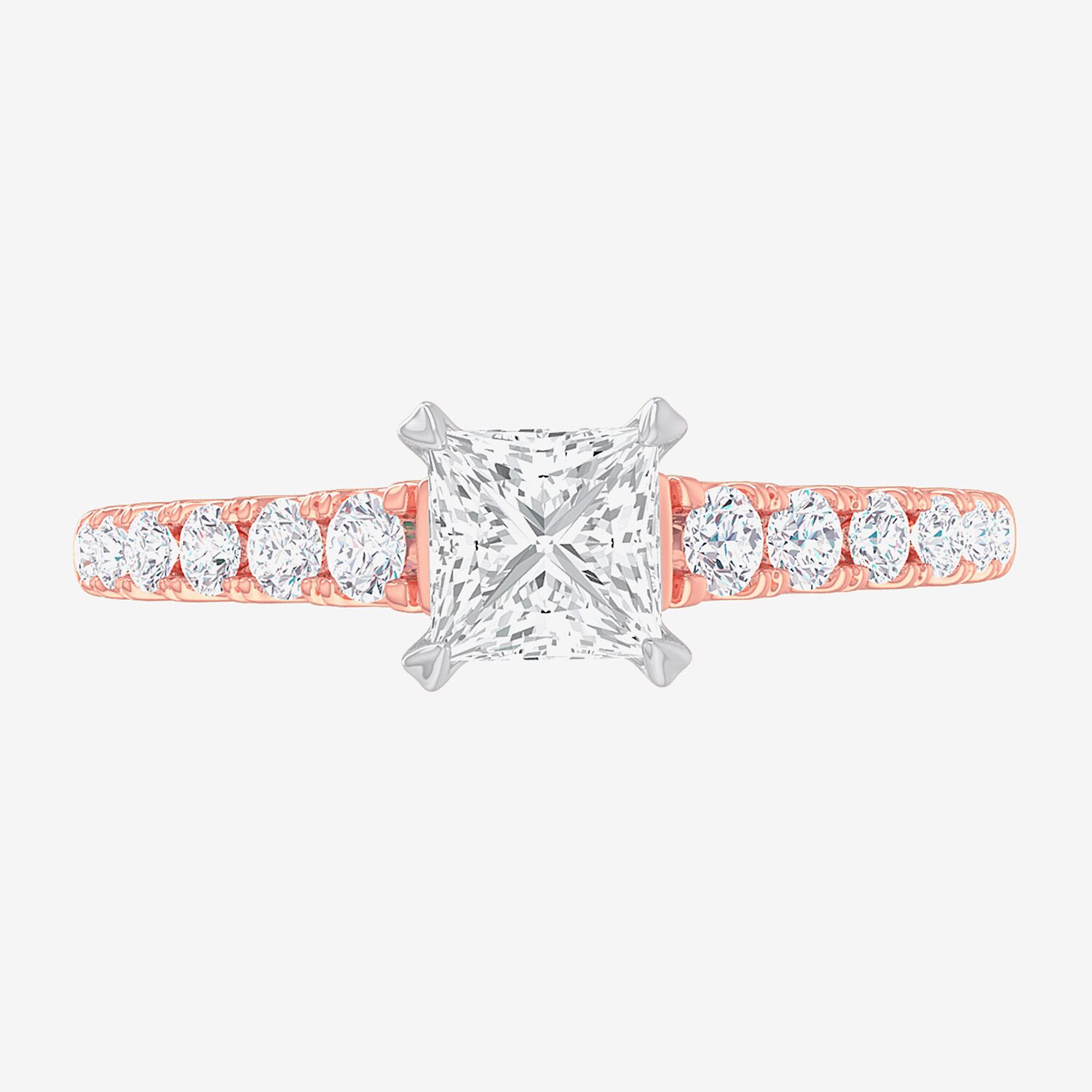 G-H / Si1-Si2) Womens 1 / CT. T.W. Lab Grown White Diamond 14K Gold Side Stone Engagement Ring