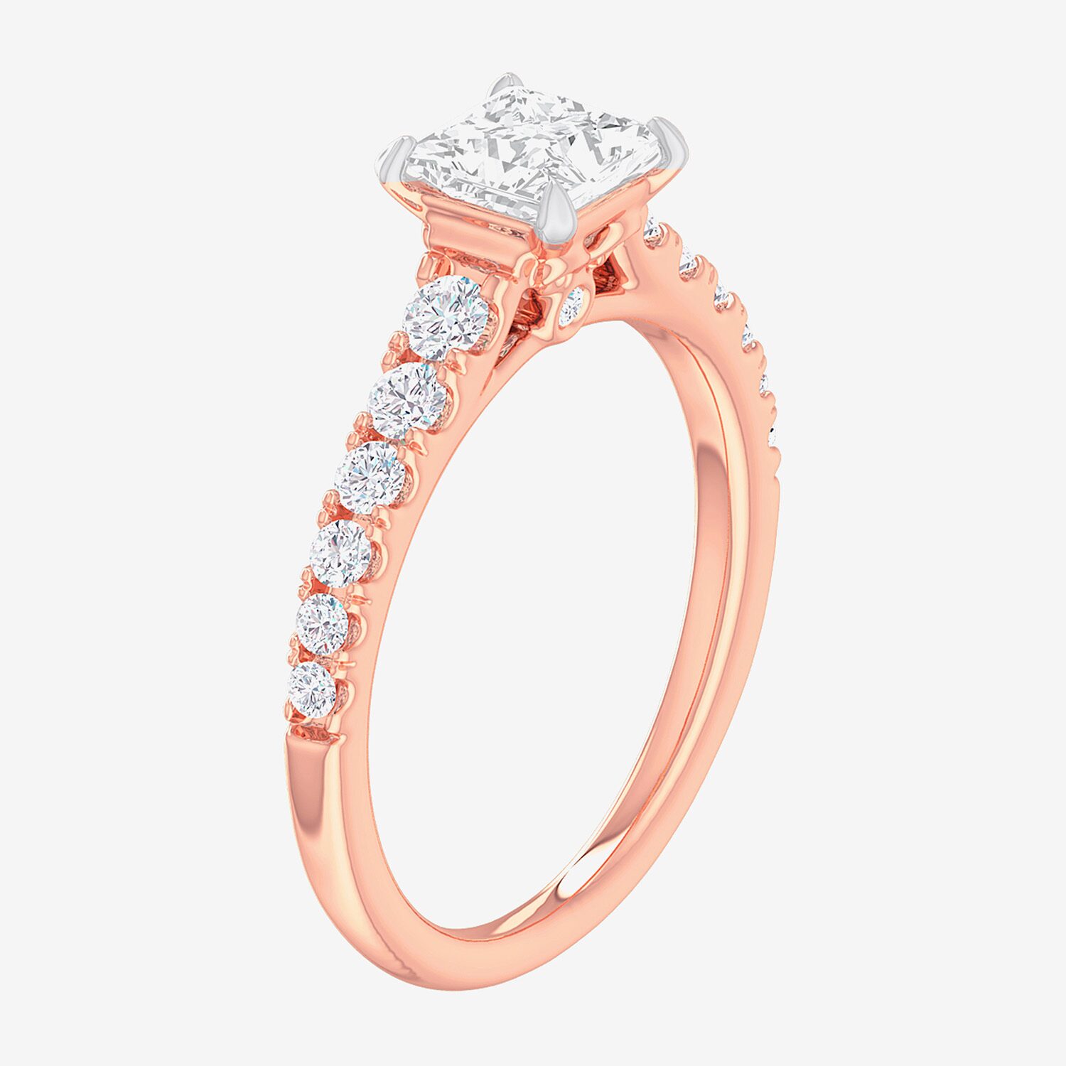 G-H / Si1-Si2) Womens 1 / CT. T.W. Lab Grown White Diamond 14K Gold Side Stone Engagement Ring