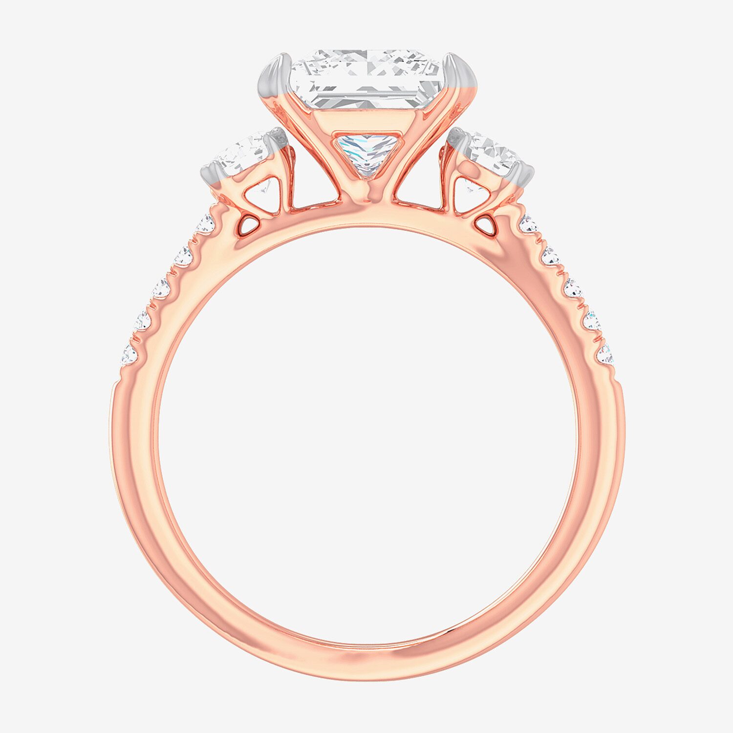 G-H / Si1-Si2) Womens 2 1/2 CT. T.W. Lab Grown White Diamond 14K Gold Side Stone -Stone Engagement Ring