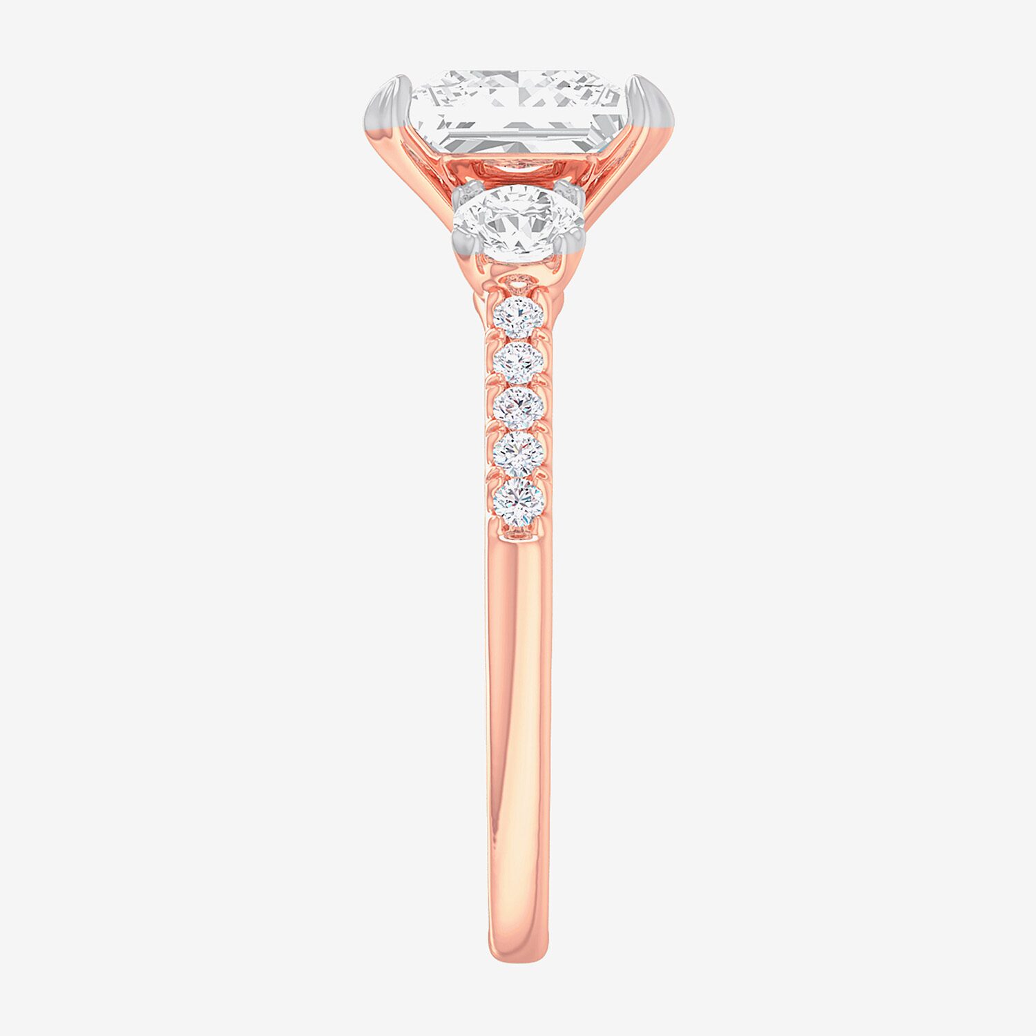 G-H / Si1-Si2) Womens 2 1/2 CT. T.W. Lab Grown White Diamond 14K Gold Side Stone -Stone Engagement Ring