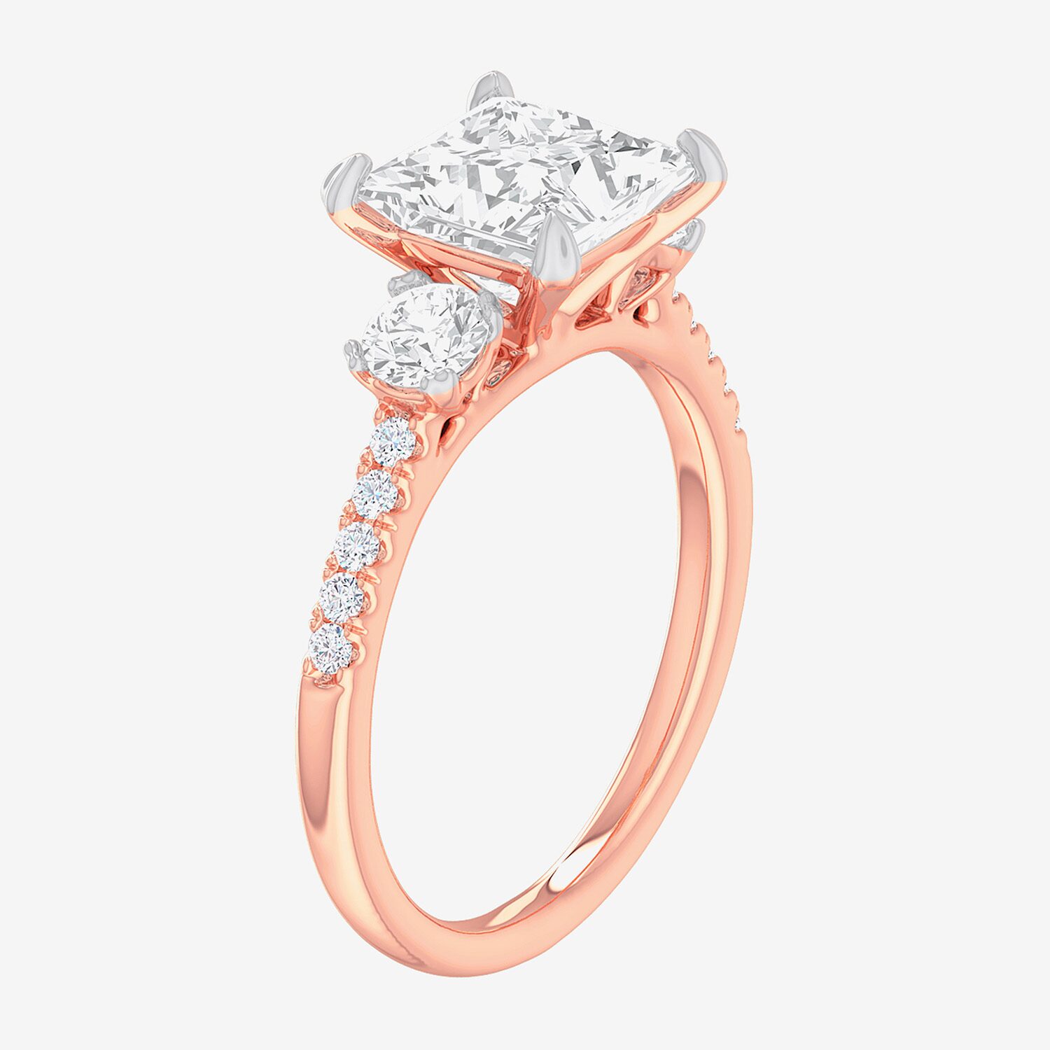 G-H / Si1-Si2) Womens 2 1/2 CT. T.W. Lab Grown White Diamond 14K Gold Side Stone -Stone Engagement Ring